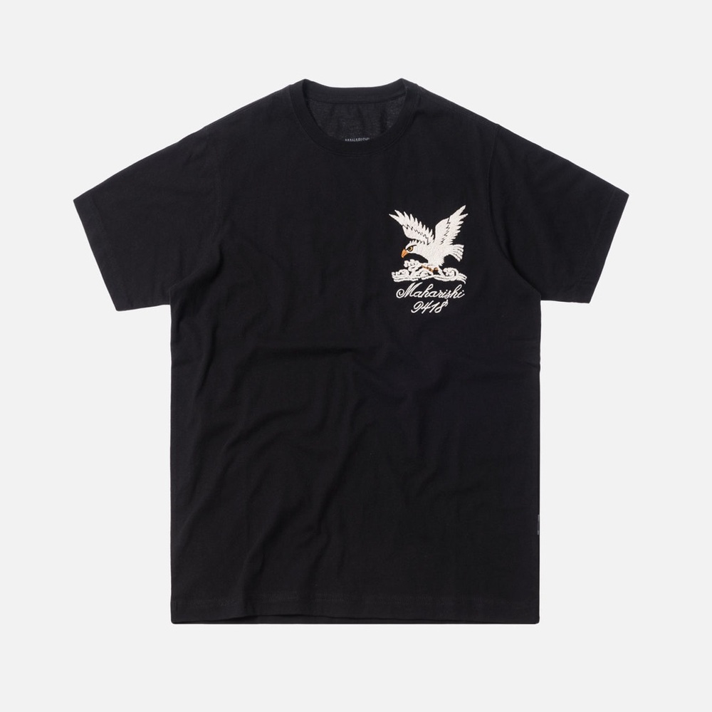 Maharishi Black Short Sleeve Tee with Minimal Graphic